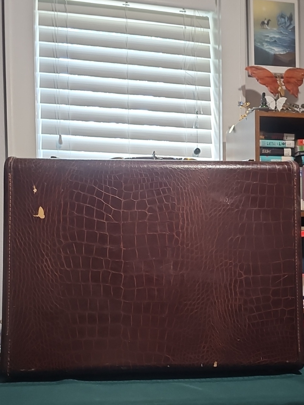 Brown Croc-Embossed Leather Briefcase - Men's Carry Case